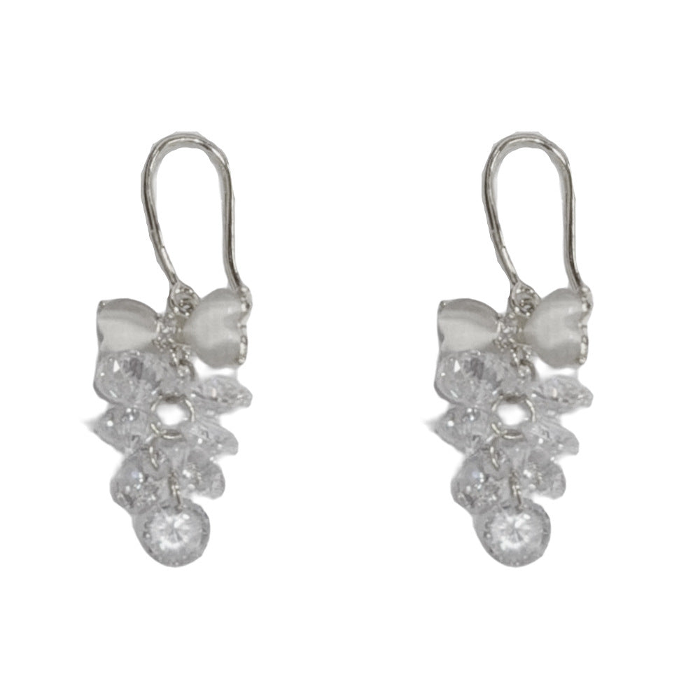 Eaioncol Cat Eye Bow Tassel Ear Hooks Gold Silver