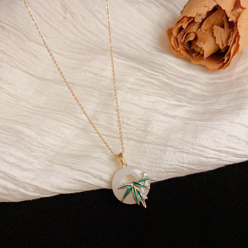 Faux Jade Enamel Peace Buckle Earrings & Necklace Set – Elegant Design