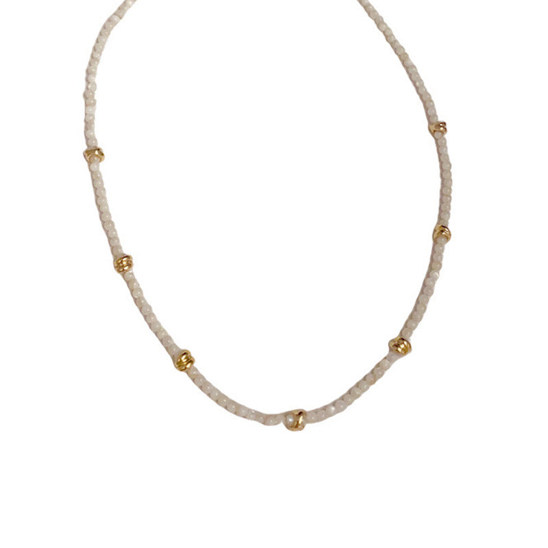 14K Gold-Plated Shell Beaded Necklace – Sweet Chic Collarbone Chain