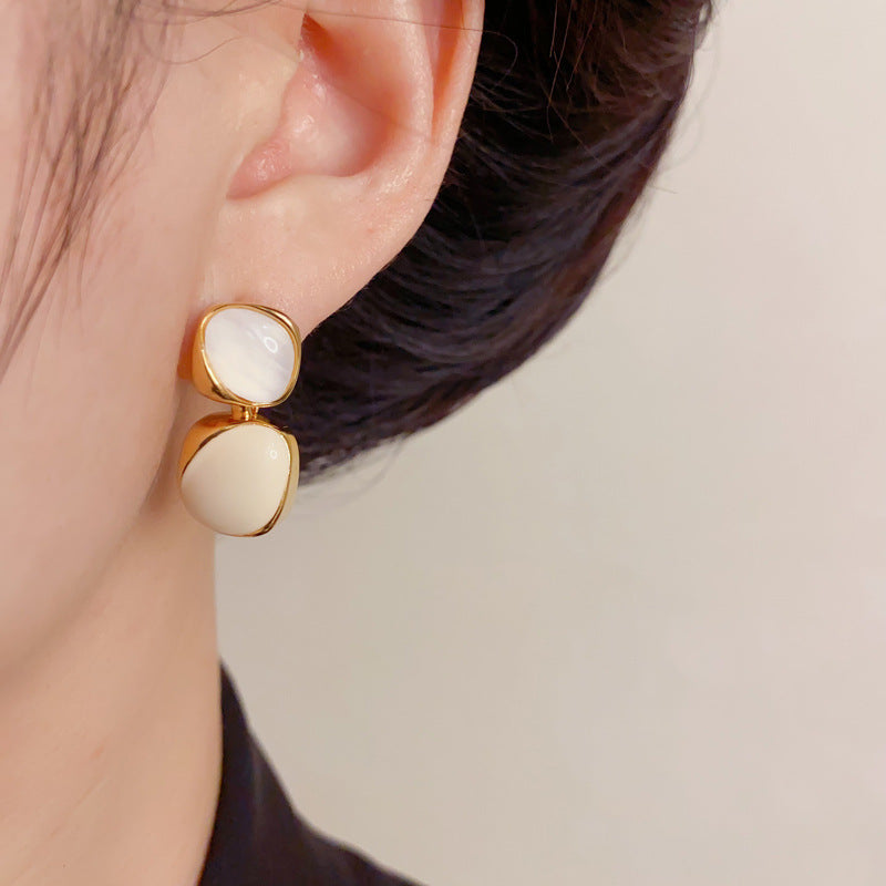 Elegant Drip-Oil Geometric Drop Earrings – Minimalist Design