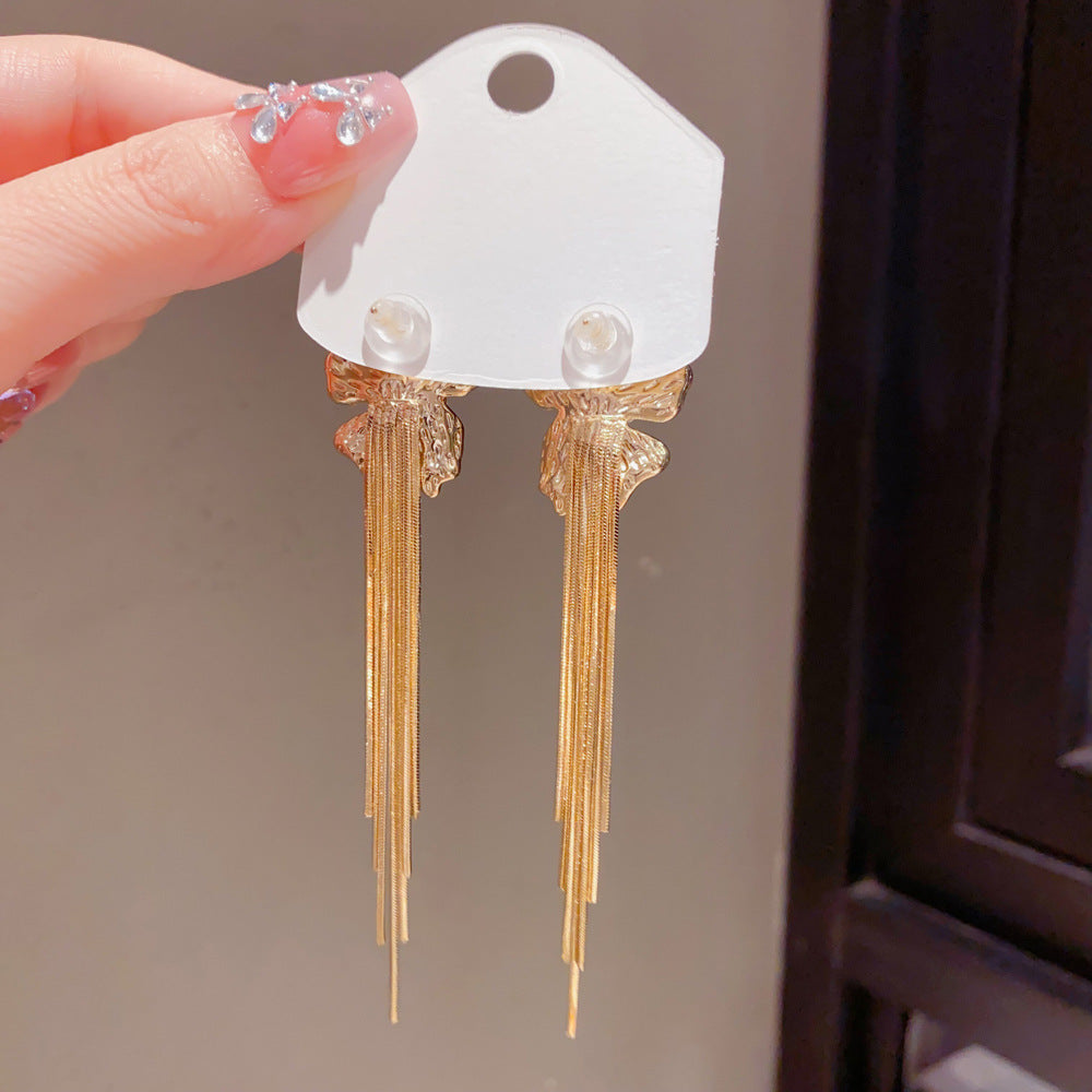 Eaioncol Floral Petal Tassel Drop Earrings 14K Gold Plated