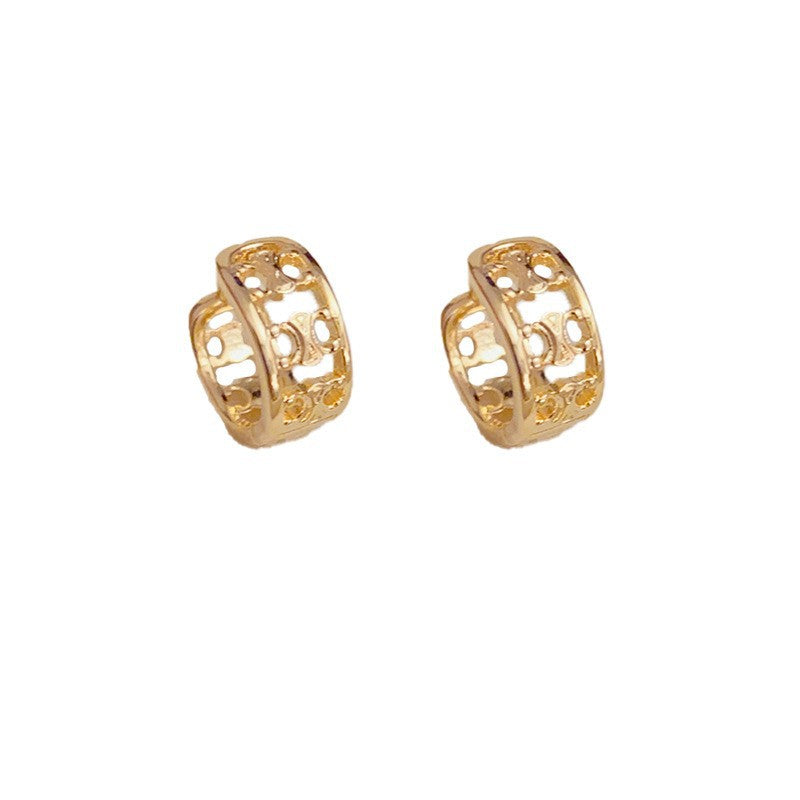 14K Gold-Plated Hollow Geometric Ear Cuffs – Minimalist Chic Design