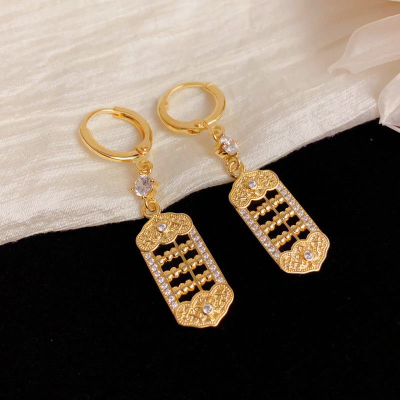 Elegant Zircon Abacus Ear Cuff Earrings – Geometric Design