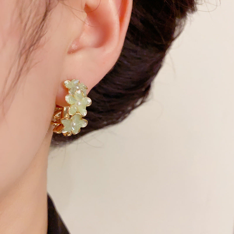 14K Gold-Plated Double-Sided Floral Hoop Earrings – Sweet Chic Design