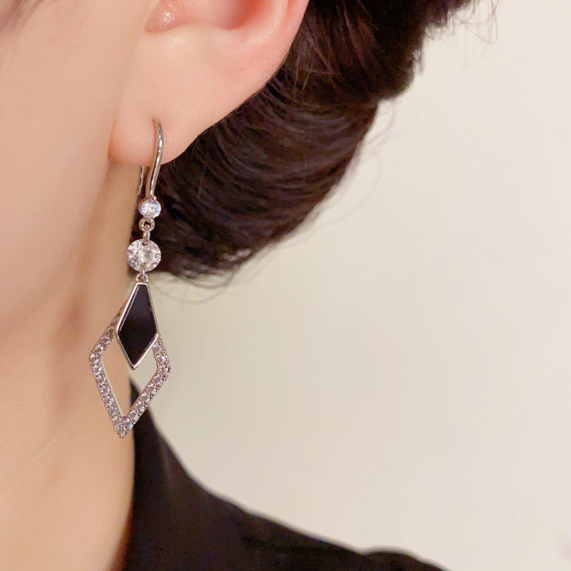 14K Gold Full Zircon Diamond Tassel Earrings - Chic Retro Design