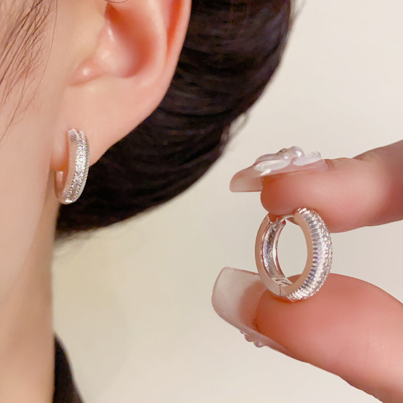 14K Gold Small Zircon Hoop Earrings – Minimalist Luxury Design