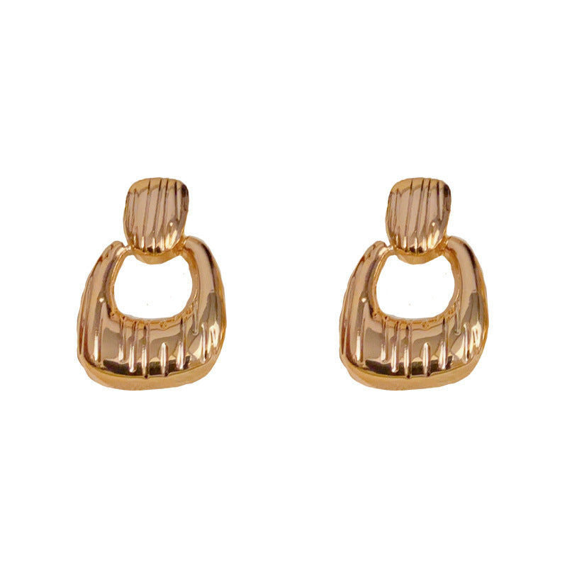 18K Gold-Plated Metal Geometric Earrings - Chic Minimalist Design