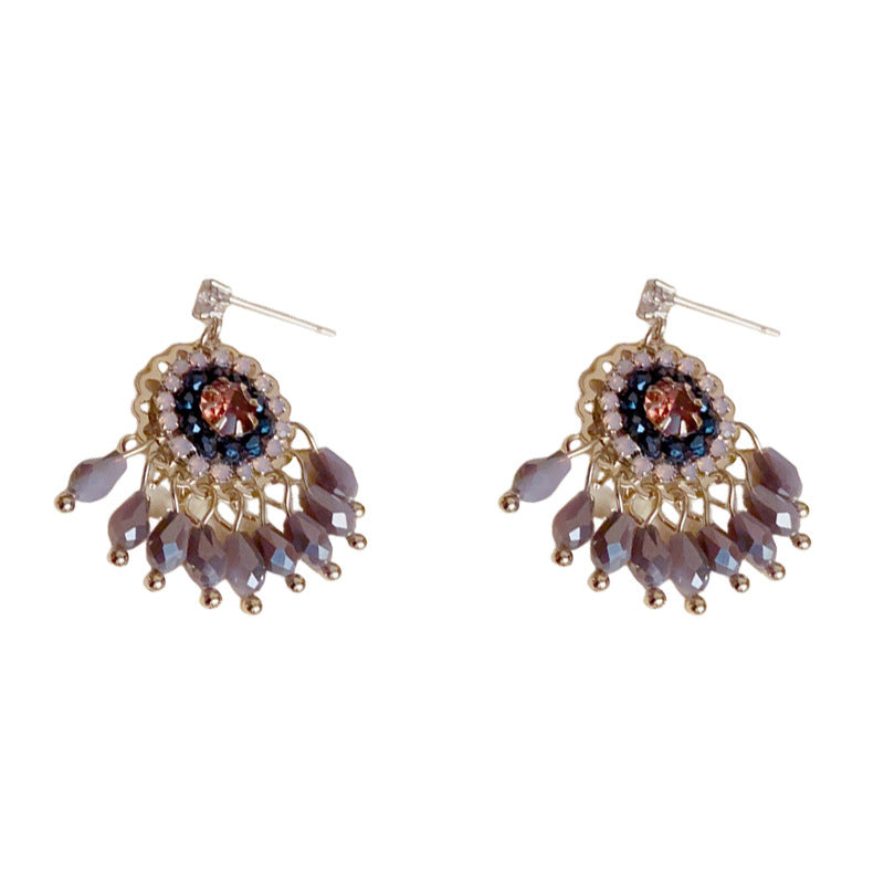 Luxury Zircon Round Crystal Tassel Drop Earrings – Geometric Design