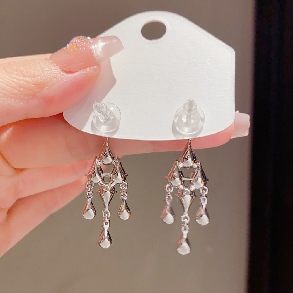 Eaioncol Teardrop CZ Tassel Drop Earrings Gold
