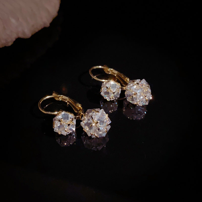 Elegant Zircon Ball Tassel Ear Cuff Earrings – Geometric Design