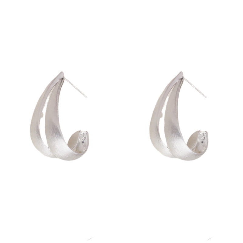 Elegant Silver Double-Layer Teardrop Earrings – Geometric Design