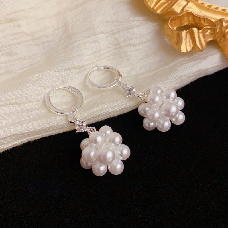 Luxury Pearl Ball Tassel Drop Earrings – Geometric Design