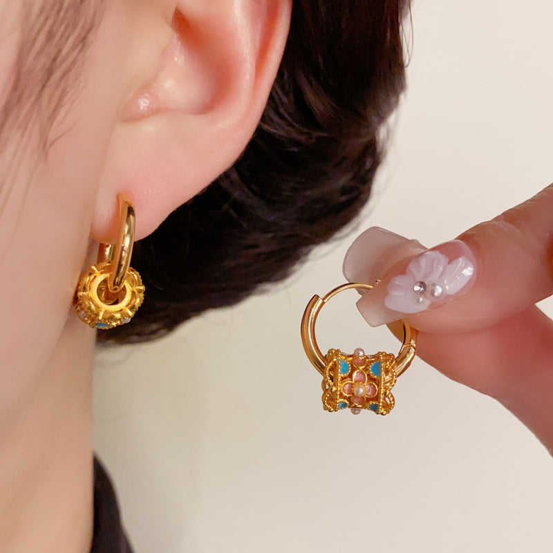 14K Gold Kaleidoscope Pearl Necklace & Earrings Set – Elegant Design