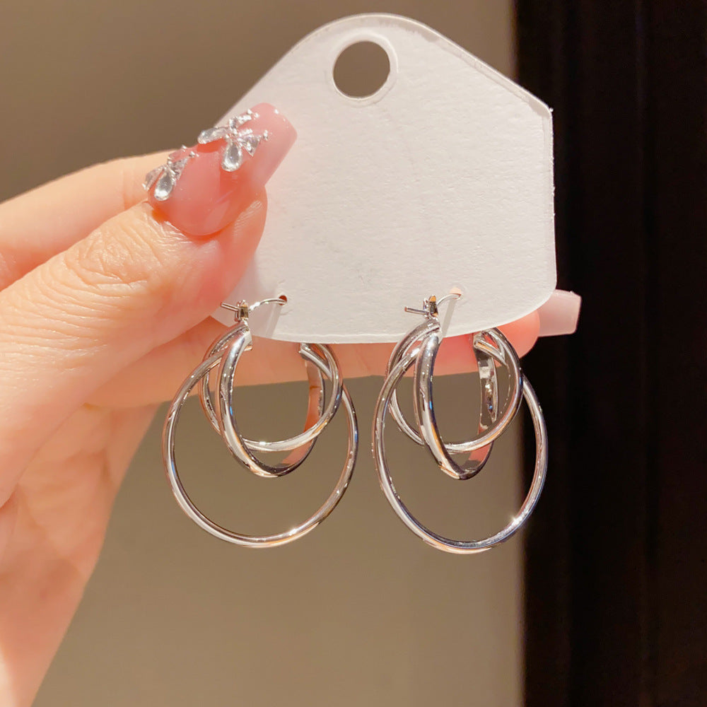 Eaioncol Layered Geometric Hoop Earrings Gold Silver