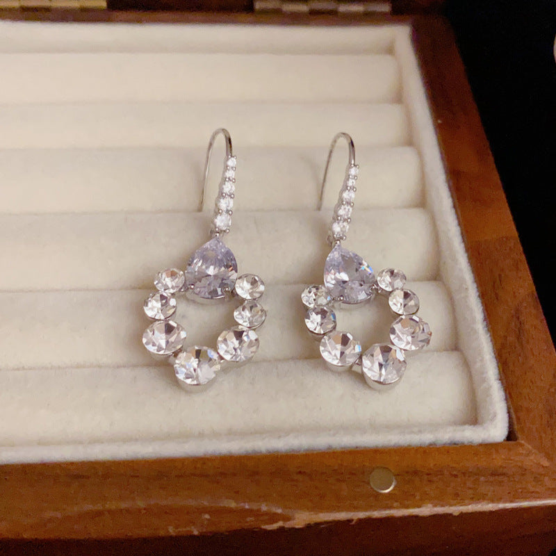 14K Gold-Plated Zircon Waterdrop Hook Earrings – Elegance Design