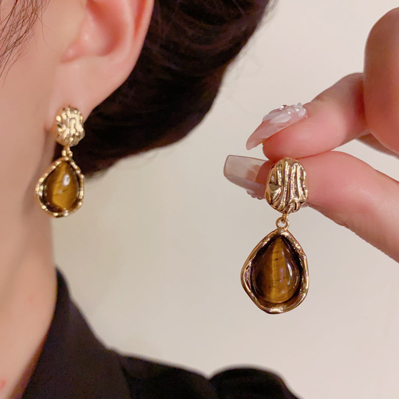 Korean Dupin Elegant Metal Irregular Drop Earrings – Geometric Design