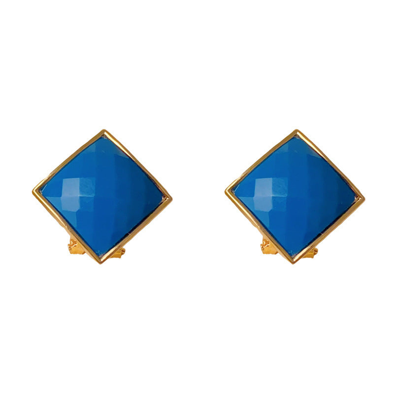 Luxury Resin Rhombus Stud Earrings – Retro Geometric Design