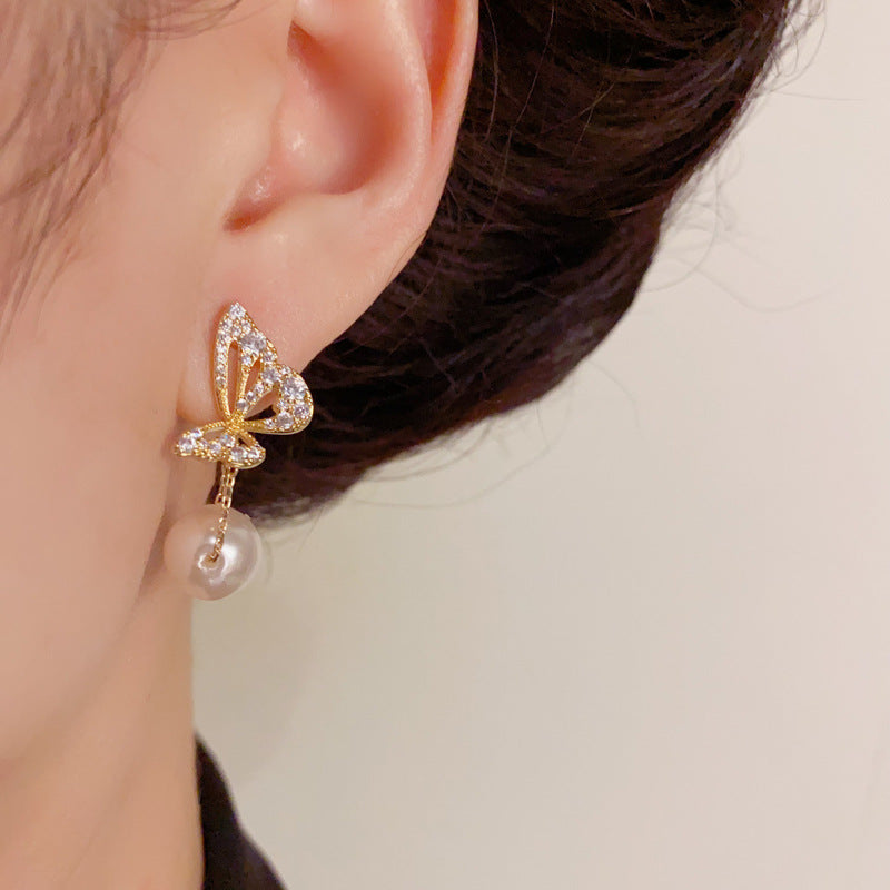 Luxury Zircon Butterfly Chain & Federally Earrings - Elegant Design