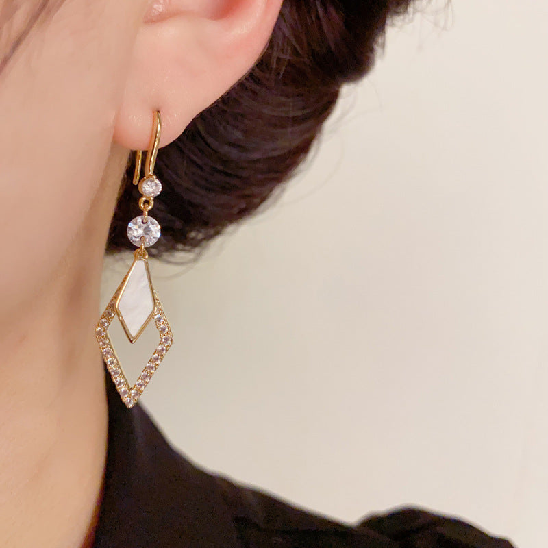 14K Gold Full Zircon Diamond Tassel Earrings - Chic Retro Design