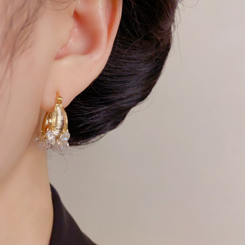 Eaioncol Crystal Circle Hoop Earrings Gold