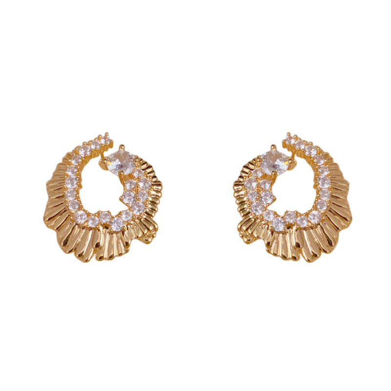 Luxury Zircon Metal Irregular Earrings – Geometric Elegant Design