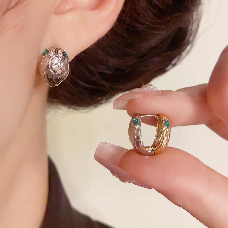 French-Style Gold-Silver Snake Earrings – Animal-Inspired Design