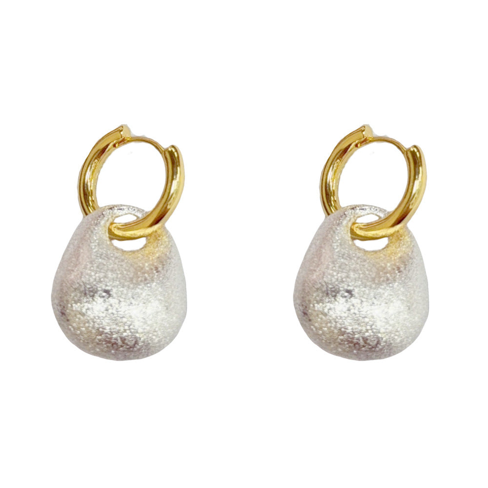 Eaioncol Two‑Tone Matte Circle Drop Earrings Gold Silver