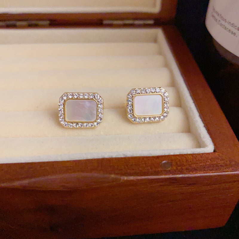 14K Gold-Plated Square Zircon Hoop Earrings – Minimalist Design