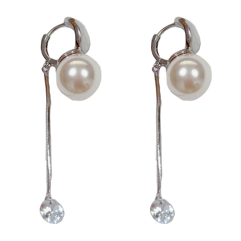 14K Gold-Plated GeoPearl Long Tassel Clip-On Earrings – Elegant Design
