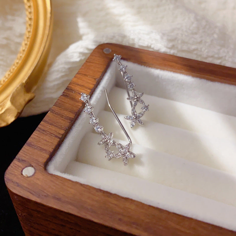 Luxury Full-Zircon Star Ear Climber Earrings – Elegant Design