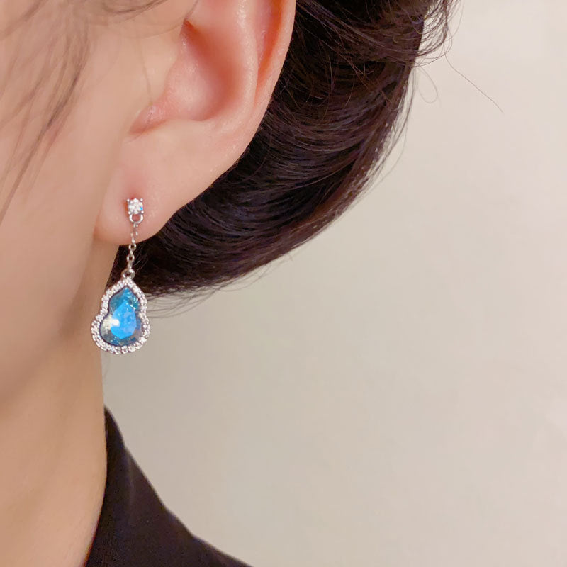 Elegant Zircon Gourd Tassel Drop Earrings – Floral Design