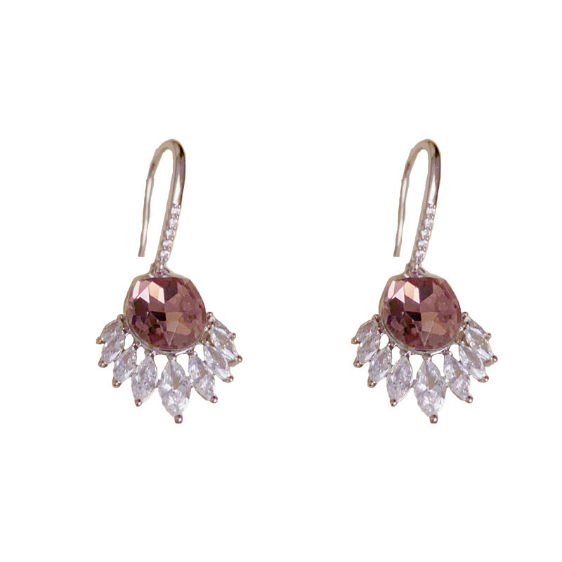 14K Gold-Plated Purple Zircon Drop Earrings - Elegant Chic Design