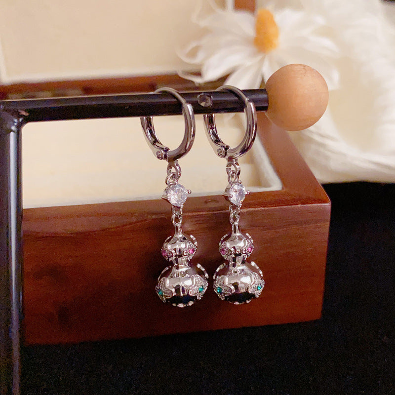 Luxury Zircon Metal Gourd Tassel Ear Cuff Earrings – Elegant Design