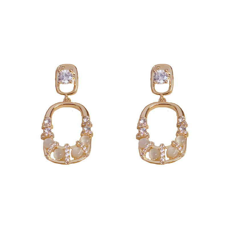 14K Gold-Plated Diamond Geometric Square Earrings-Chic& Elegant Design