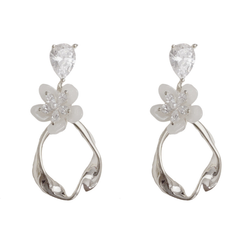 Minimalist Petal Geometric Tassel Drop Earrings – S925 Silver Needle