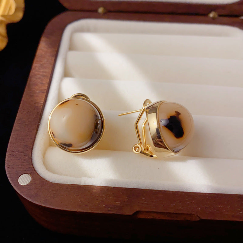 Luxury Leopard Print Round Ring Stud Earrings – Geometric Design