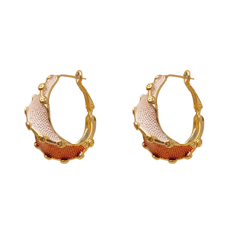 Luxury Polka-Dot Twisted Color-Block Hoop Earrings – Retro Design