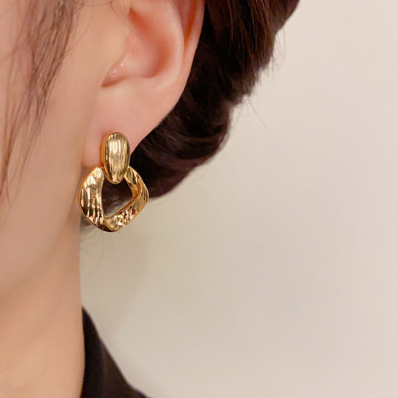 14K Gold-Plated Geometric Irregular Hoop Earrings -Vintage Chic Design