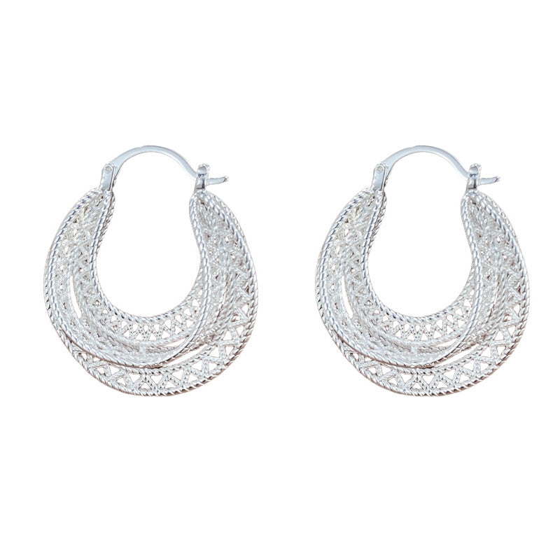 Luxury Thick Silver Geometric Hoop Earrings – Elegant Design