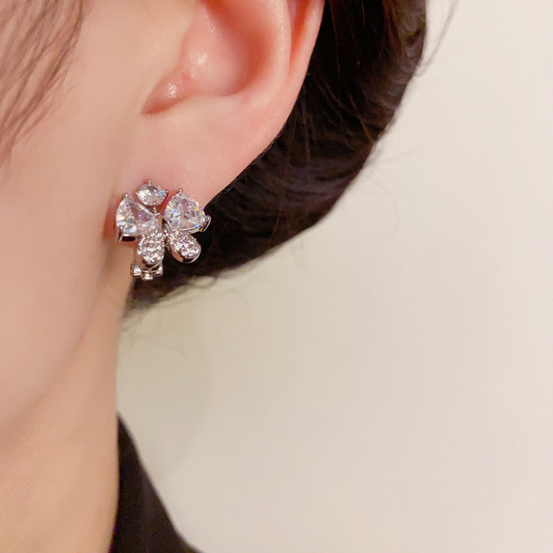 14K Gold Full Zircon Butterfly Ear Clip - Chic Elegance Design