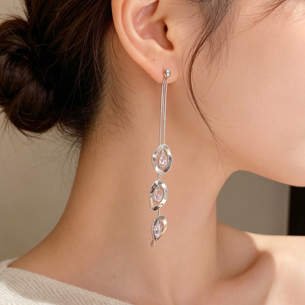 Eaioncol CZ Circle Tassel Earrings 18K Gold & Silver Plated
