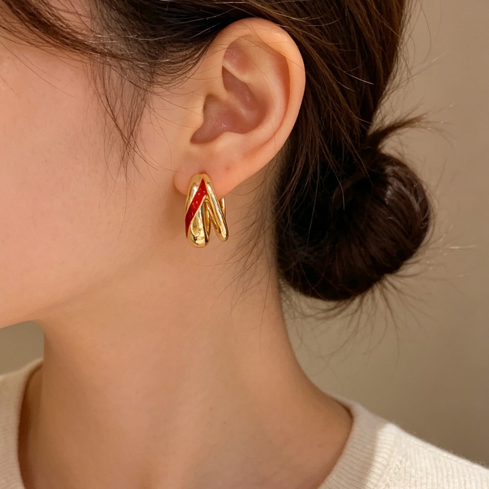 Eaioncol Double Layer Hoop Earrings Gold Silver