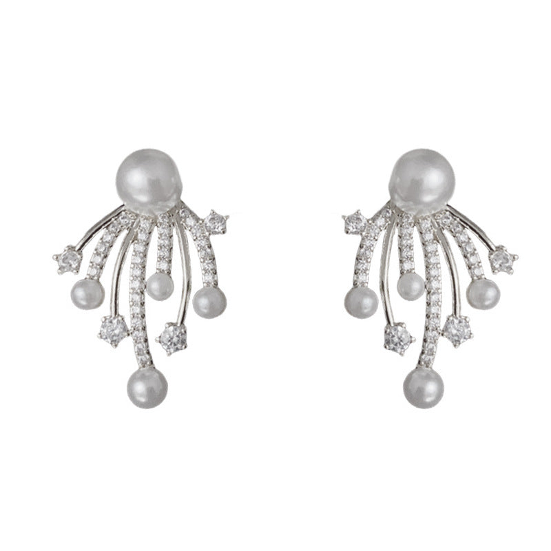 14K Gold-Plated Firework Pearl Earrings – Elegant Minimalist Design