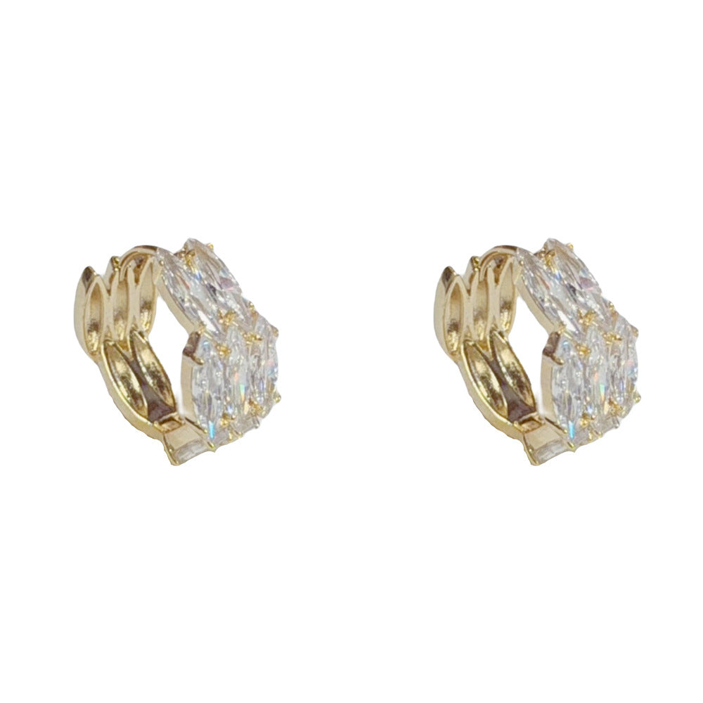 Eaioncol Geometric CZ Hoop Earrings 14K Gold & Silver Plated