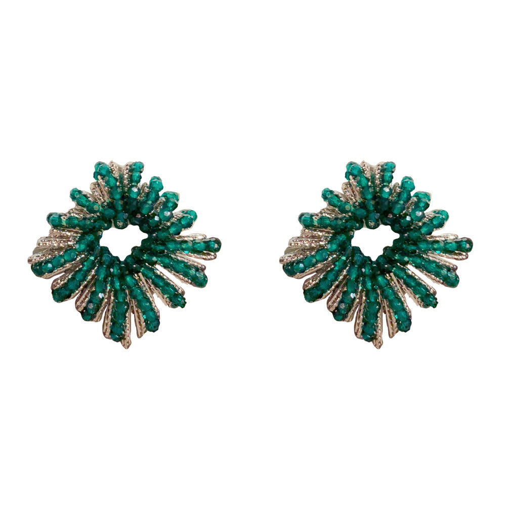 Eaioncol Handmade Beaded Geometric Hoop Earrings Gold Silver