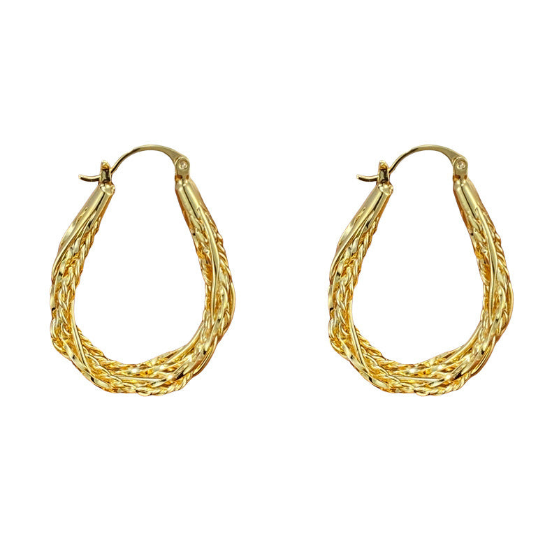 Luxury Twisted Rope Teardrop Ear Cuff Earrings – Geometric Design