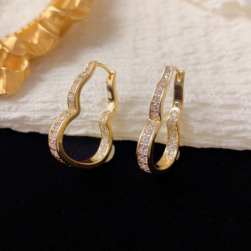 Luxury Zircon Hollow Gourd Ear Cuff Earrings – Elegant Design