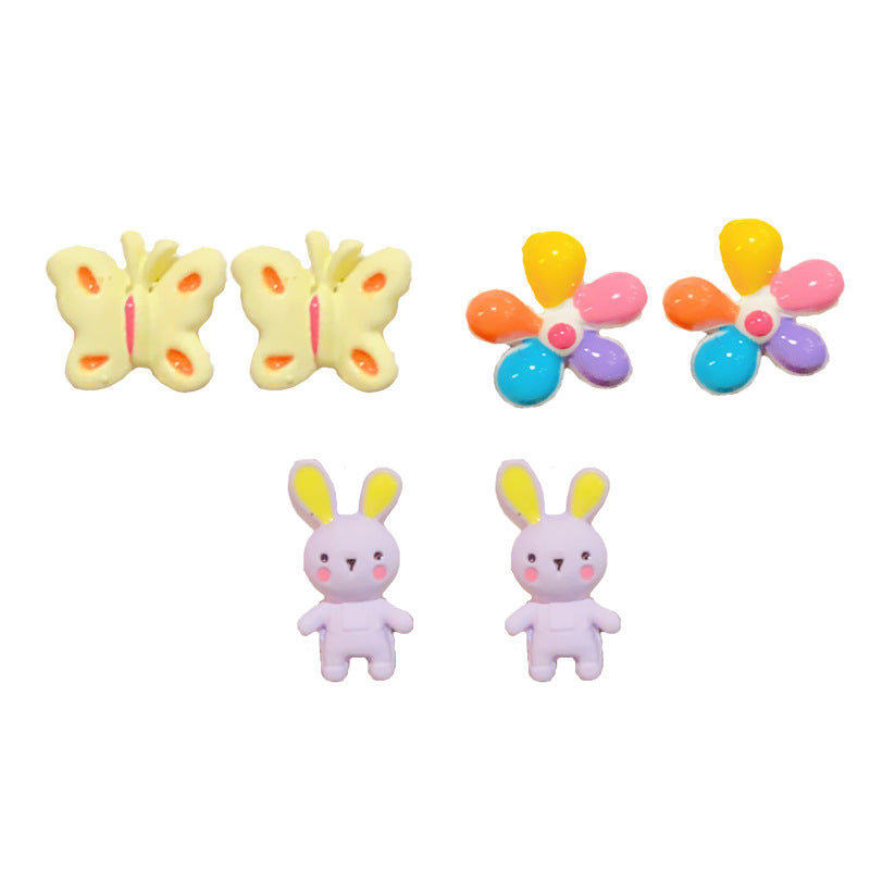 Colorful Animal & Milk Tea Girl Set Earrings - Cute Chic Design