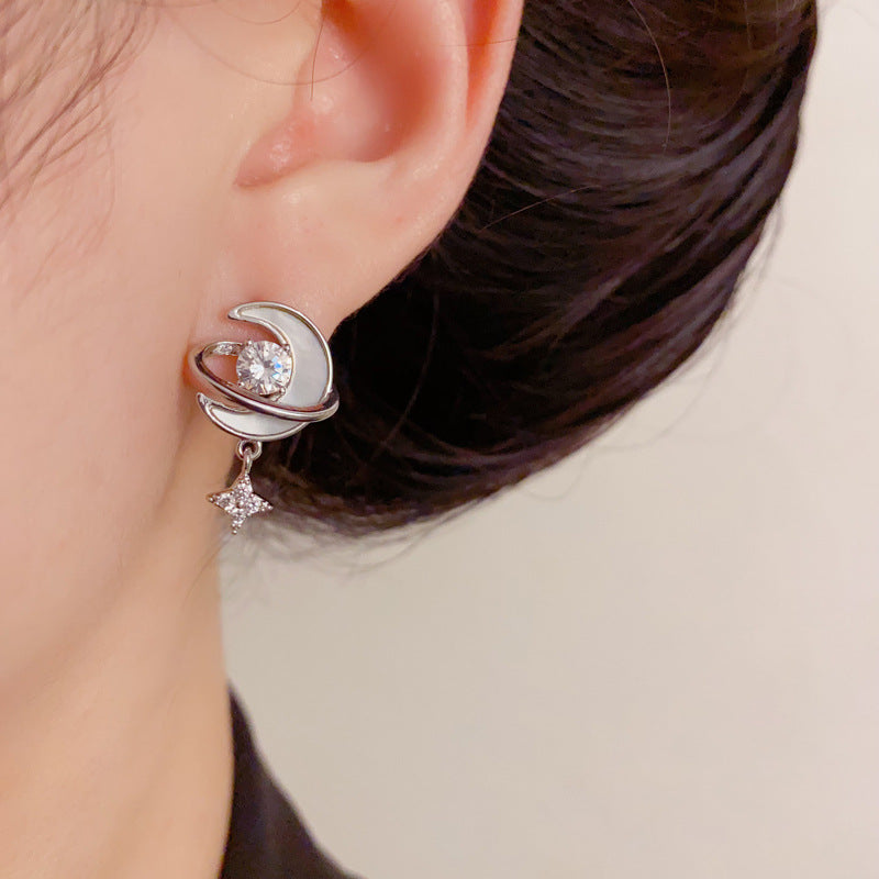 Luxury Zircon Shell Star Moon Drop Earrings – Elegant Design