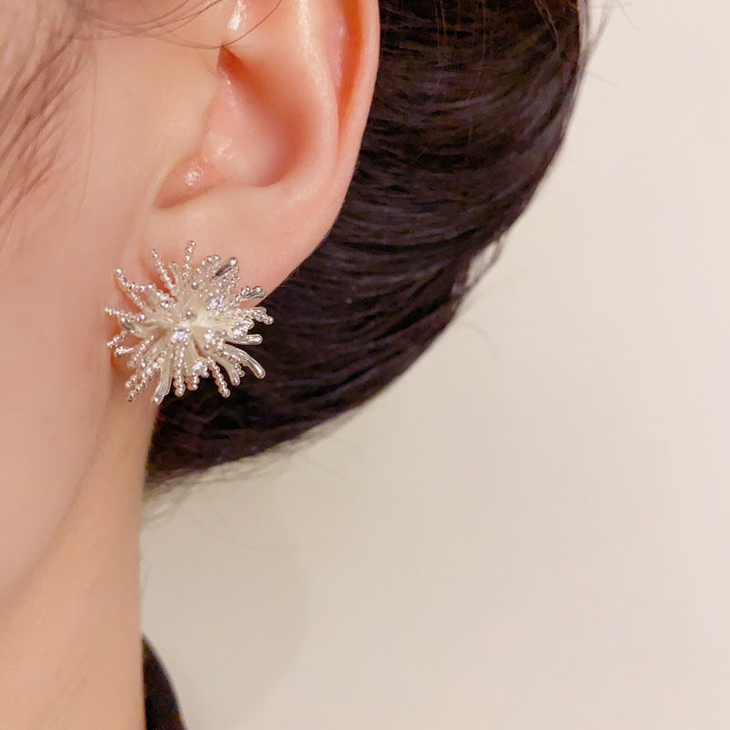 14K Gold Dandelion Firework Stud Earrings – Chic Minimalist Design